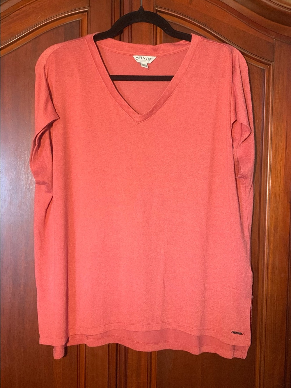 Orvis Coral V-Neck Long Sleeve Tee